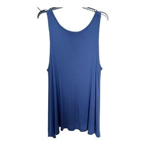 See You Monday Tank Dress Scoop Neck Waffle Knit Sleeveless Size Large L Stretch